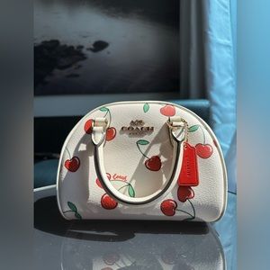 COACH Sydney Satchel With Heart Cherry Print - USED